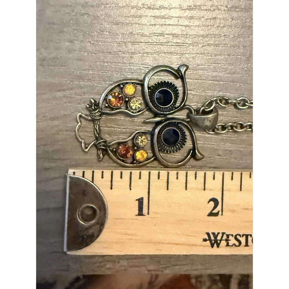 Vintage Owl Pendant Brass Toned Necklace 32